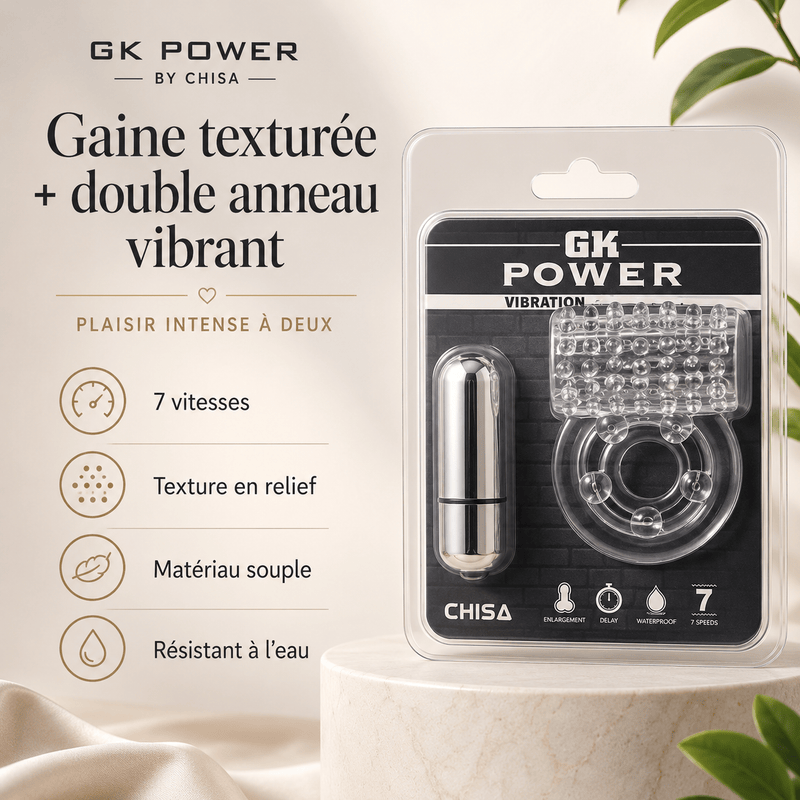 Anneau D'érection Vibrant GK Power | Gaine & Double Anneau GK Power Sensations plus