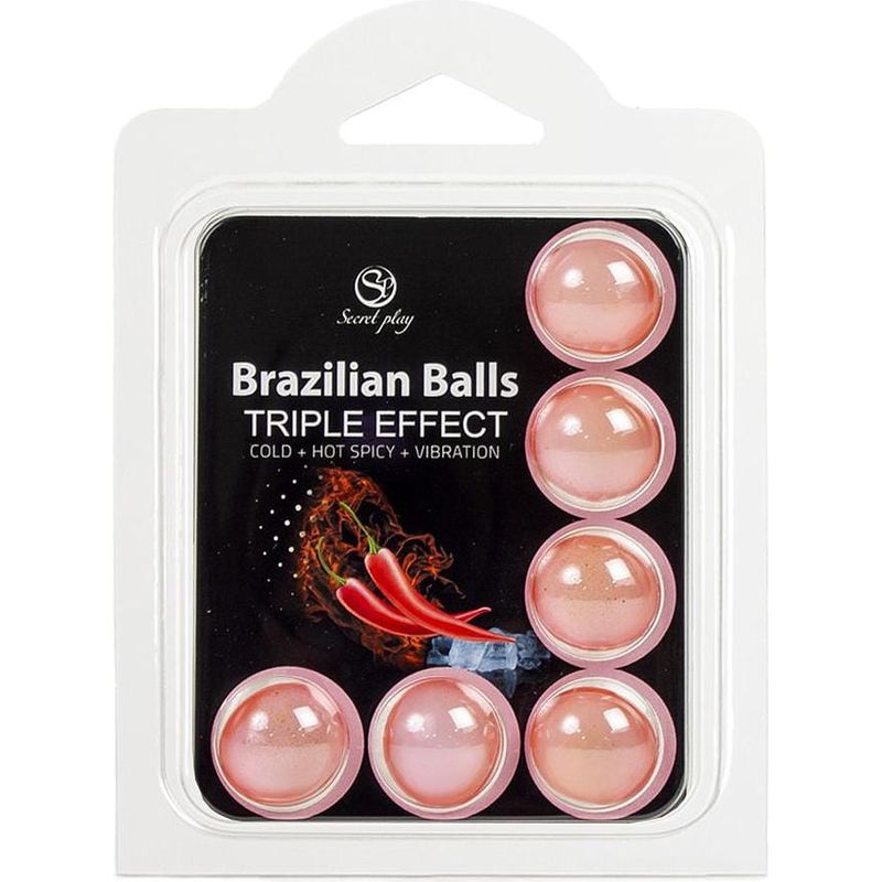 Boules de Massage Lubrifiante - Brazilian Balls Triple Effets | Chaud, Froid & Vibration Secret Play Sensations plus