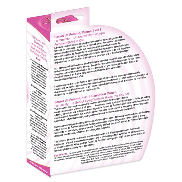 Crème Stimulante 4 en 1 - Secret de Femme | Clitoris, Point G & Mamelons Vivilo Sensations plus