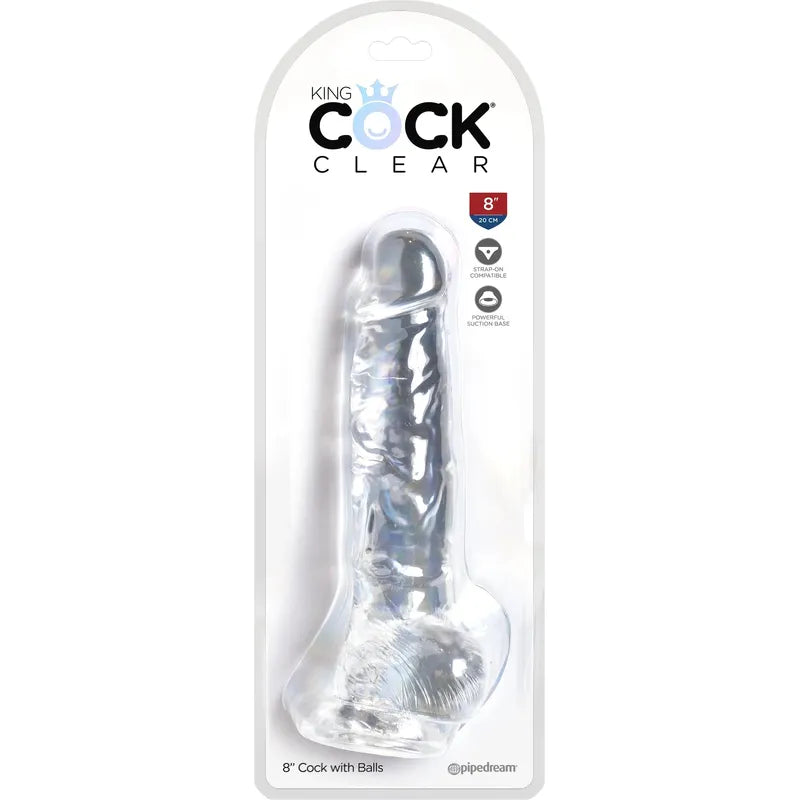Dildo Réalisme - Pipedream - King Cock Clear 8" Cock with Balls Pipedream Sensations plus