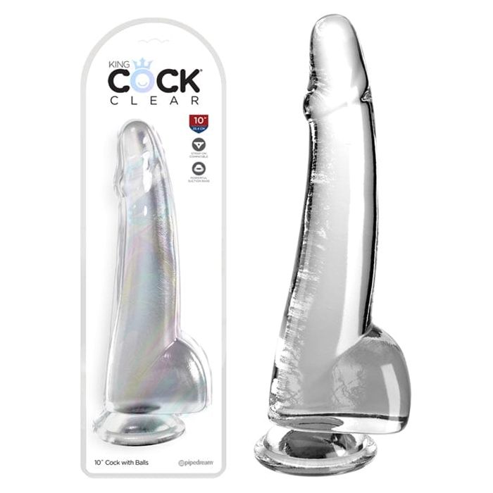 Dildo Réalisme - Pipedream - King Cock Clear10" With Balls Pipedream Sensations plus