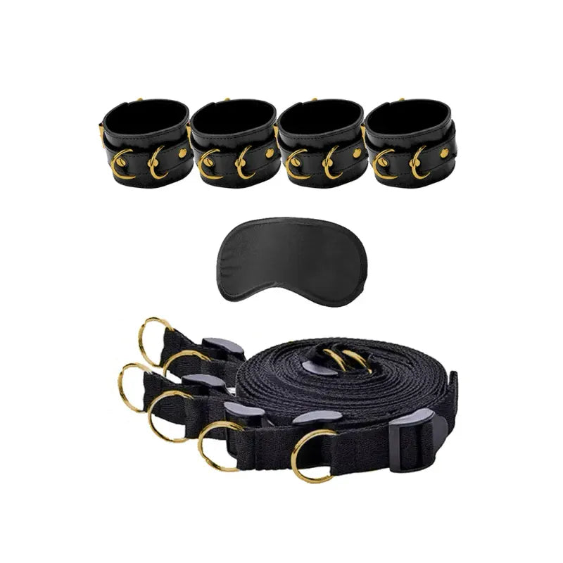 Ensemble de Contention de Lit - Bed Bindings Restraint System Gold | Séduction & Contrôle Ouch! Sensations plus