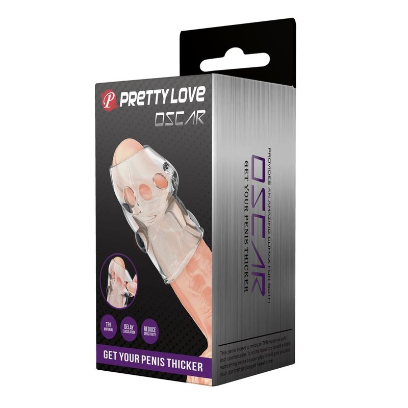 Gaine à Pénis pour Gland - Pretty Love Oscar | Transparente avec Alvéoles Stimulantes Pretty Love Sensations plus