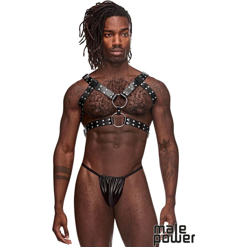 Harnais - Male Power - Gemini PU Leather Chest Harness Male Power Sensations plus