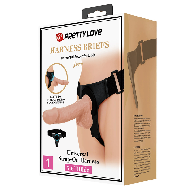 Harnais Universel & Dildo Réaliste - Pretty Love Jerry 7,6" | Confort, Maintien & Réalisme Pretty Love Sensations plus