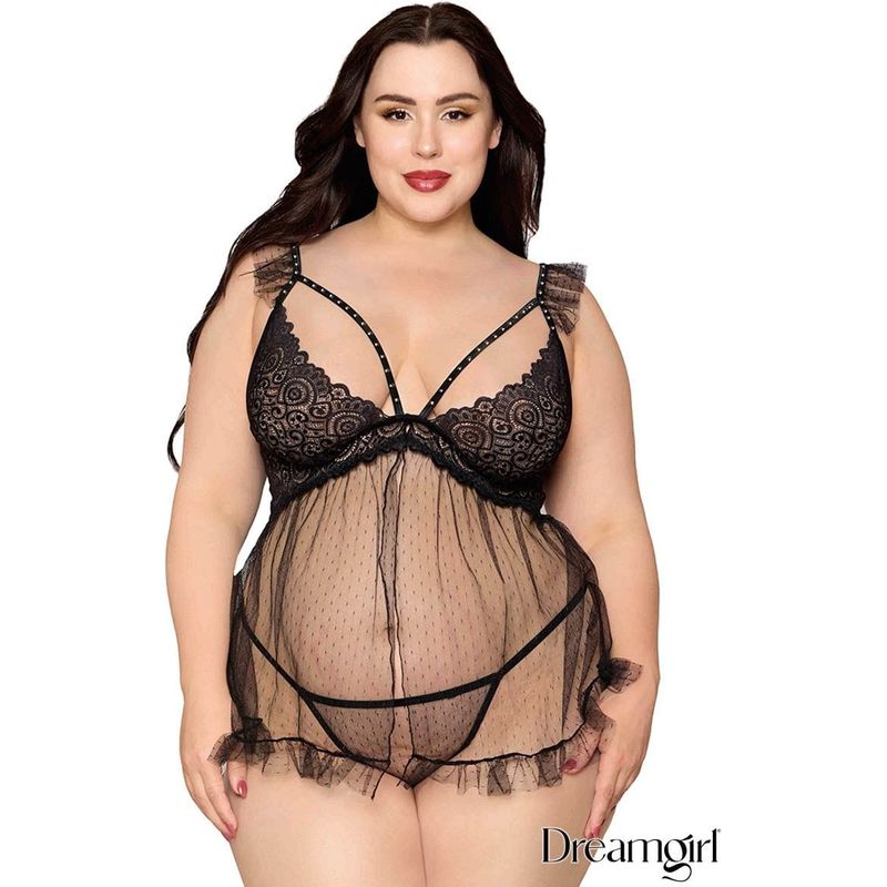 Lingerie Dreamgirl - Babydoll à pois 13694 Sensations Plus Sensations plus