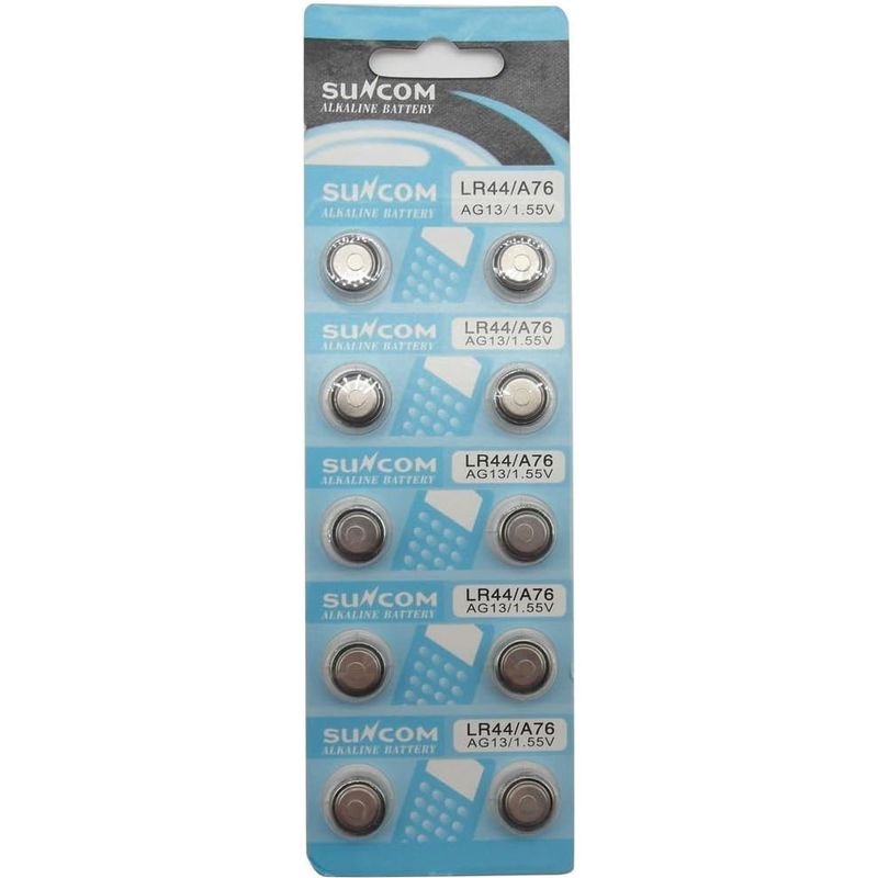 Piles - Suncom - Lot de 10 piles alcalines LR44 / AG13 de 1,5 V Suncom Sensations plus