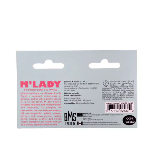 Vibrateur à Clitoris - M’Lady Pinpoint Bowtie Wand | 3 Embouts & 10 Modes de Vibrations M’Lady Sensations plus