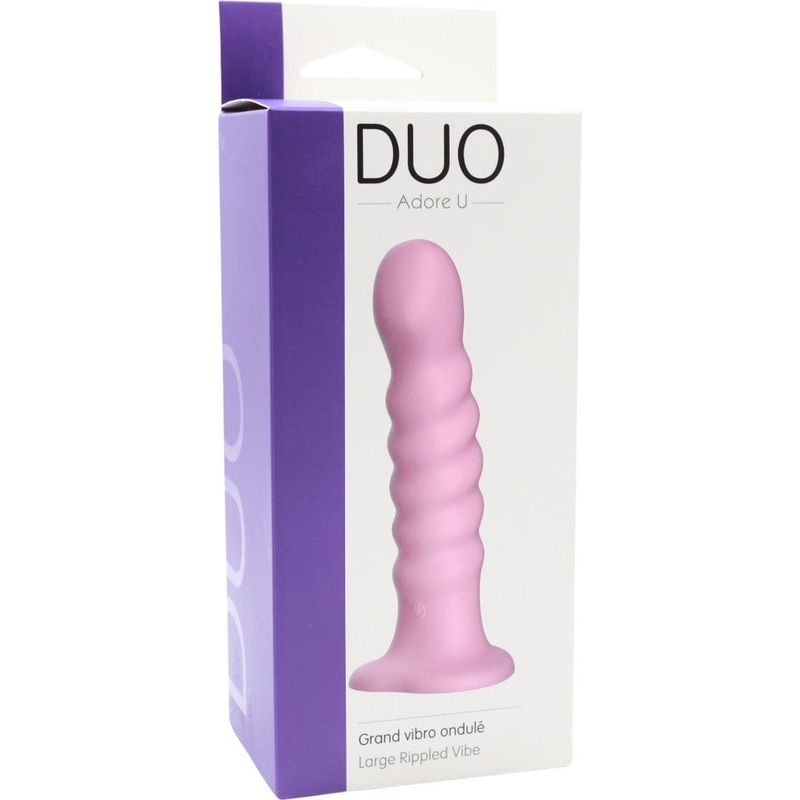 Vibrateur – Duo Grand Vibro Ondulé | 10 Vibrations & Harnais Compatible Adore U DUO Sensations plus