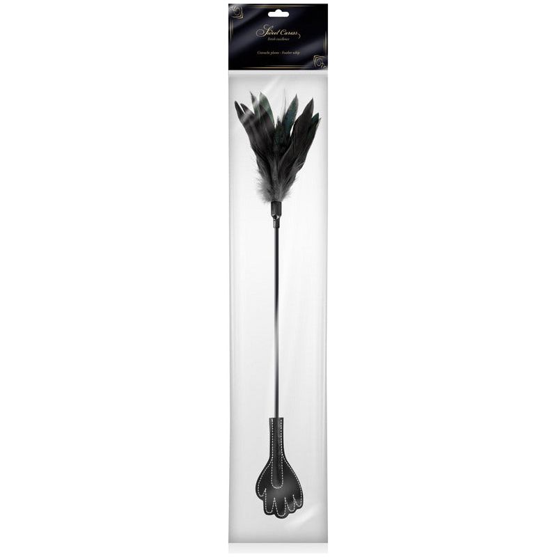 Cravache - Sweet Caress - Cravache main et plumes noires Sweet Caress Sensations plus