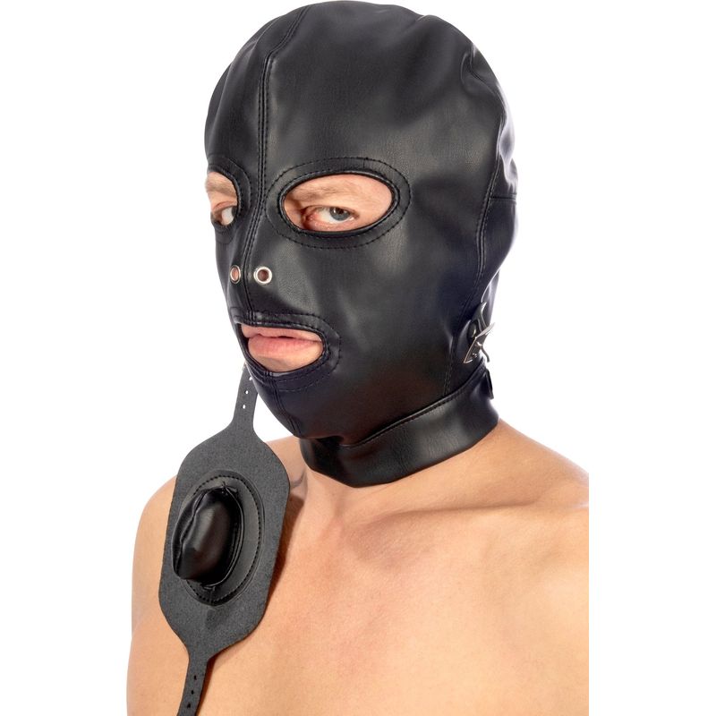 Masque BDSM - FetishTentation - Cagoule BDSM en simili-cuir avec bâillon FetishTentation Sensations plus