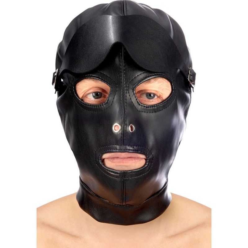 Masque BDSM - FetishTentation - Cagoule BDSM en simili-cuir avec cache yeux FetishTentation Sensations plus