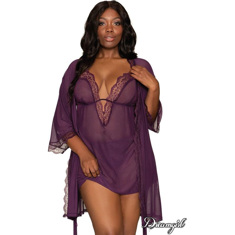 Lingerie Dreamgirl - Ensemble Peignoir et Nuisette 12239 Dreamgirl Sensations plus