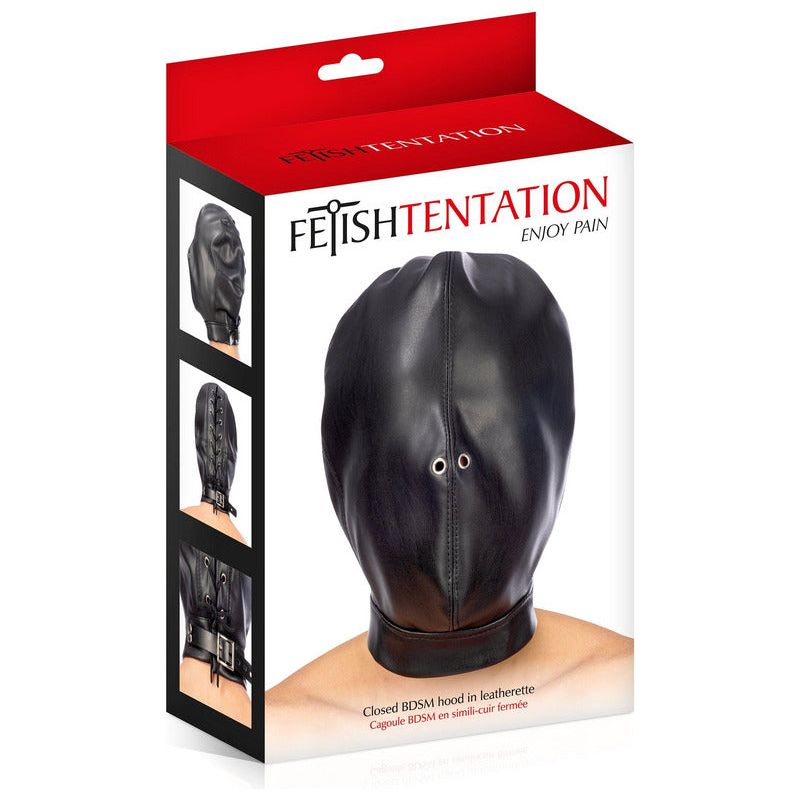 Masque BDSM - FetishTentation - Cagoule BDSM en simili-cuir fermée FetishTentation Sensations plus