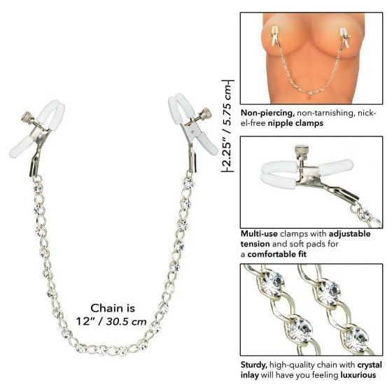 Pinces à Seins - CalExotics - Crystal Chain Nipple Clamps CalExotics Sensations plus