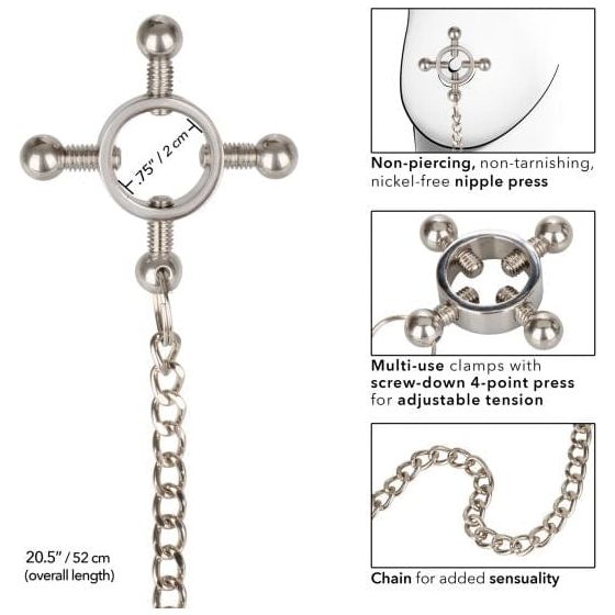 Pinces à Seins - CalExotics - Nipple Grips 4-Point Nipple Press with Chain CalExotics Sensations plus