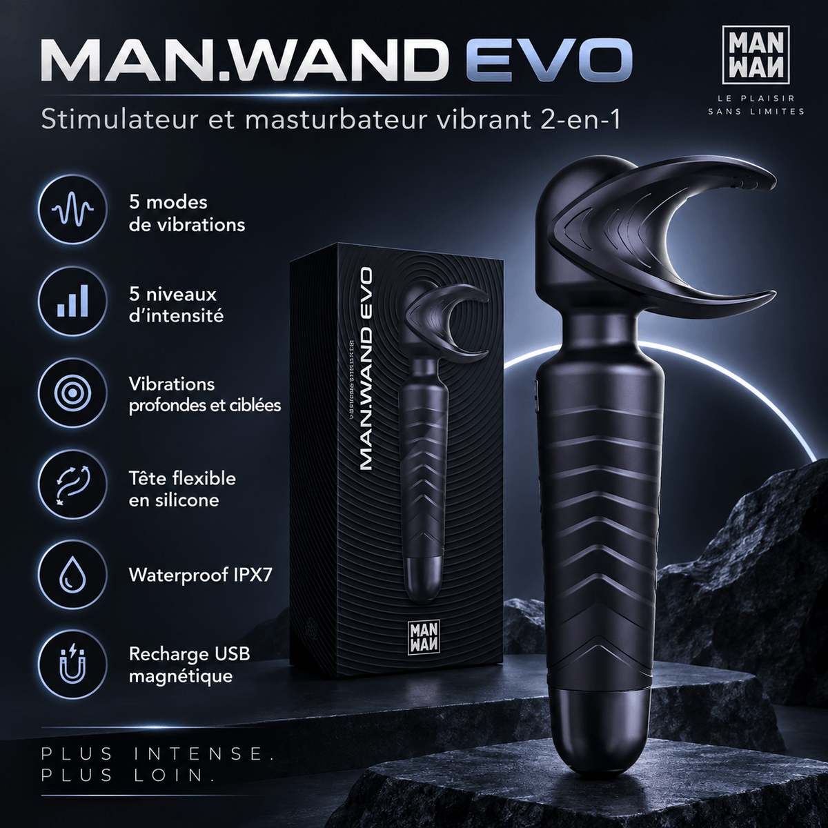 Stimulateur Vibrant pour Pénis 2-en-1 - EVO | Man.Wand