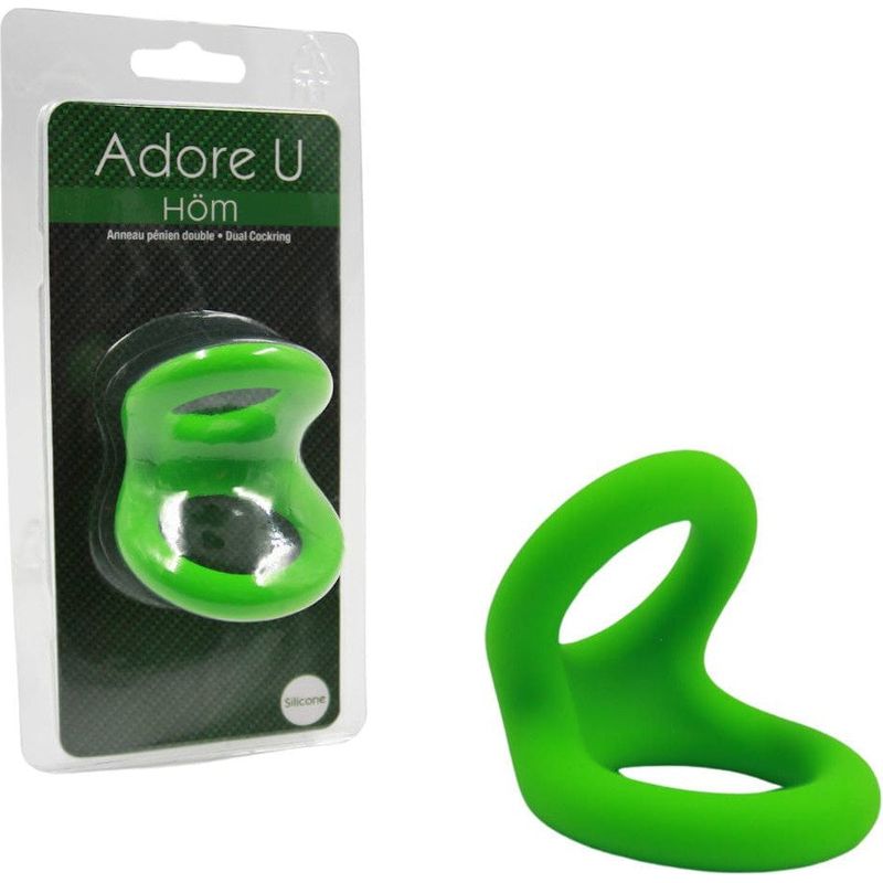 Anneau D'érection - Adore U - Anneau pénien Silicone Double M - Vert Adore U Sensations plus