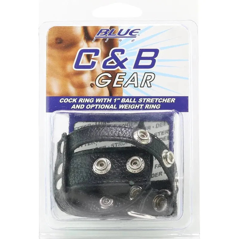 Anneau d'érection avec étireur de testicules de 1 pouce BlueLine Men Sensations plus