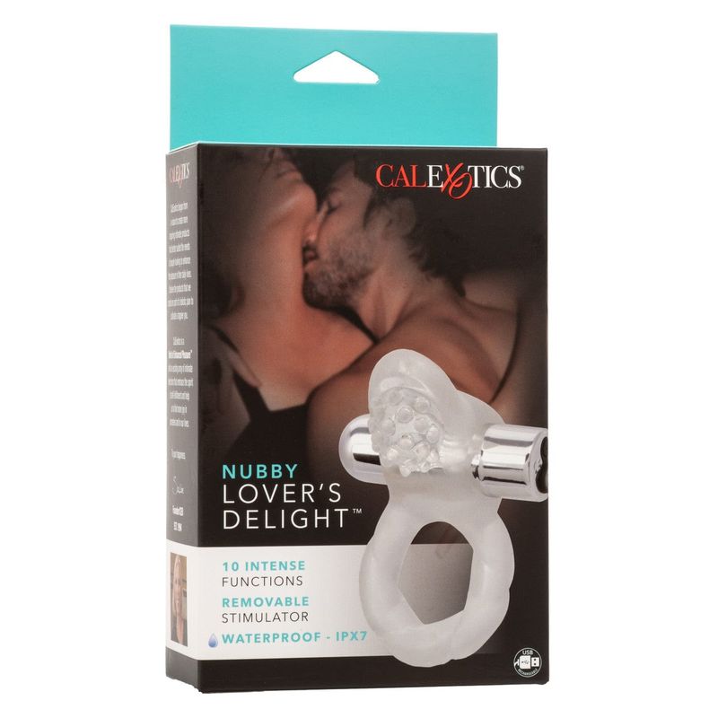 Anneau D'érection Vibrant Rechargeable Nubby Lover's Delight |  10 fonctions de vibration, pulsation CalExotics Sensations plus
