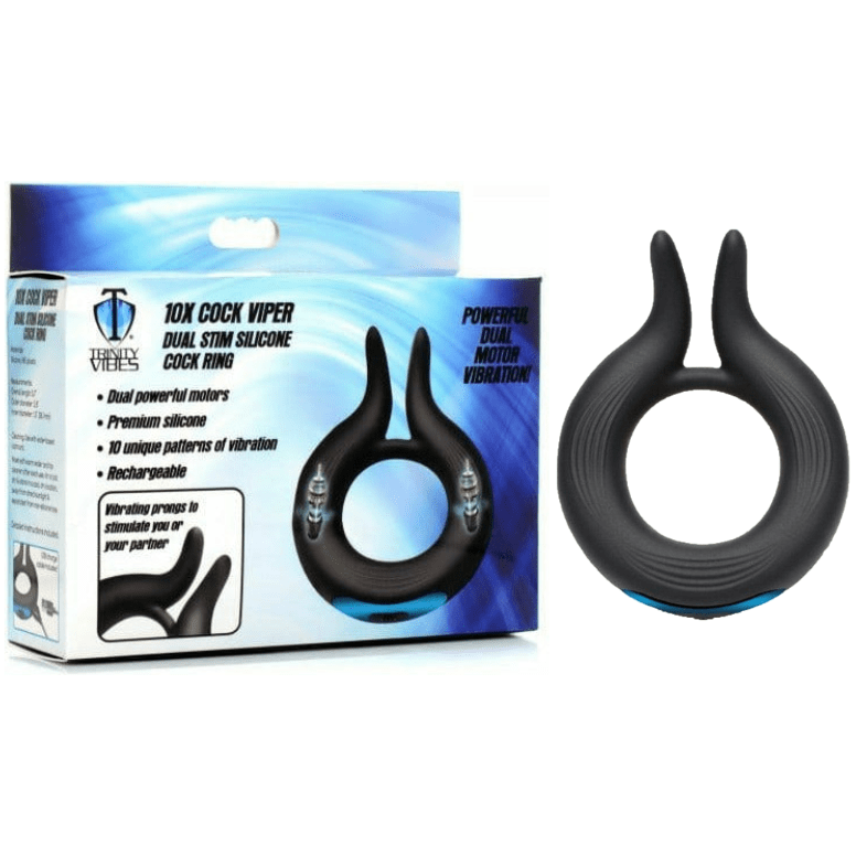 Anneau D'érection Vibrant - Trinity Vibes - 10X Cock Viper Dual Stim Silicone Cock Ring Trinity Vibe Sensations plus
