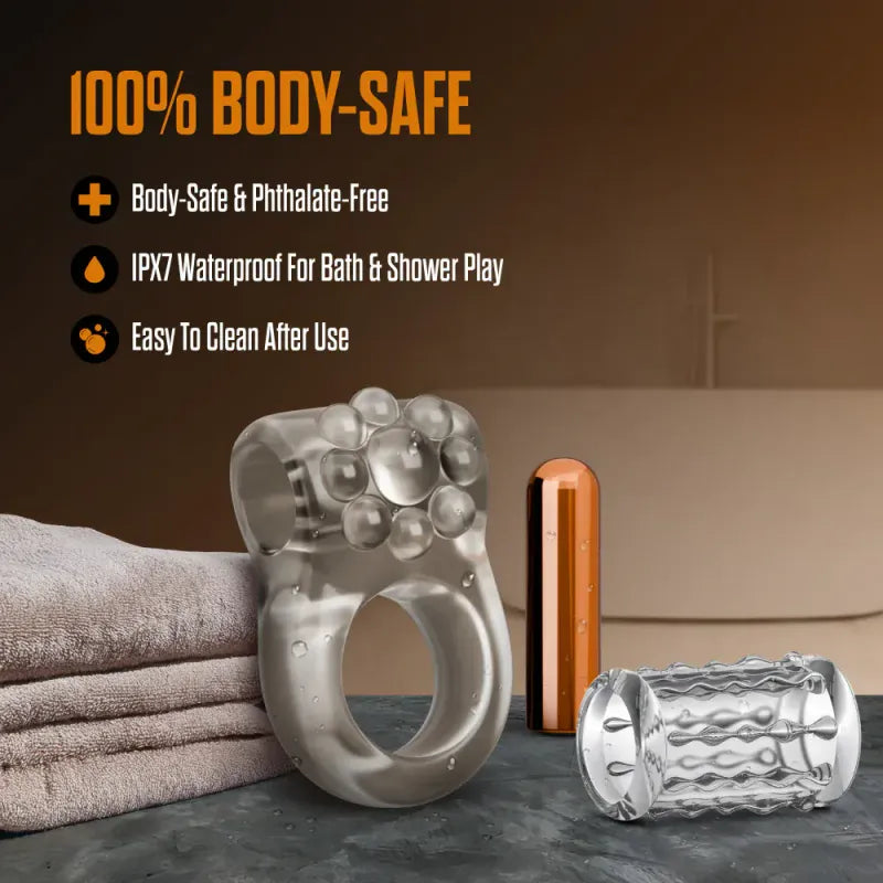 Anneau Vibrant Rechargeable - Stay Hard | Gaine Texturée Incluse Blush Novelties Sensations plus