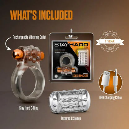 Anneau Vibrant Rechargeable - Stay Hard | Gaine Texturée Incluse Blush Novelties Sensations plus
