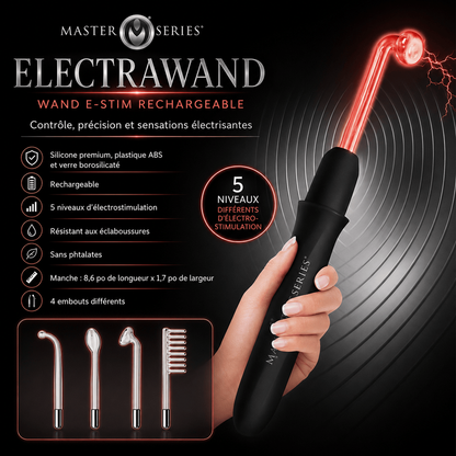 Baguette Violette E-Stim - Electrawand Rechargeable | 4 Électrodes Master Series Sensations plus