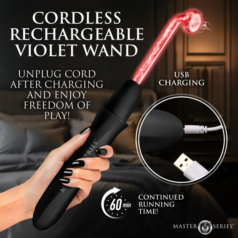 Baguette Violette E-Stim - Electrawand Rechargeable | 4 Électrodes Master Series Sensations plus