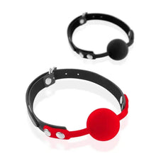 Bâillon Boule Silicone - FetishTentation | Boule 100% Silicone de 40 mm, Noir ou Rouge FetishTentation Sensations plus