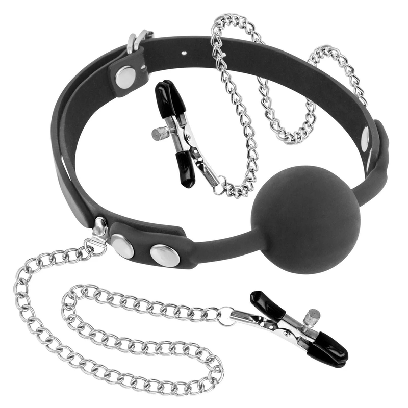 Ball Gag en Silicone & Pinces à Seins - Bâillon Boule | FetishTentation FetishTentation Sensations plus