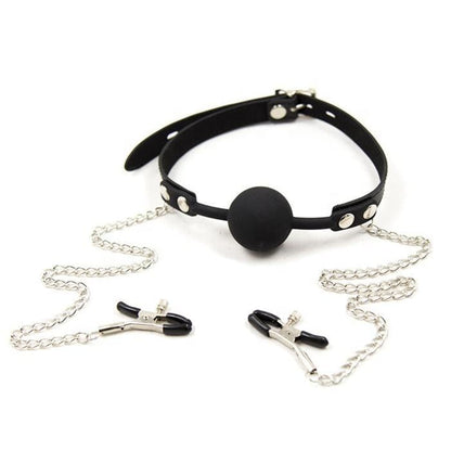Ball Gag en Silicone & Pinces à Seins - Bâillon Boule | FetishTentation FetishTentation Sensations plus
