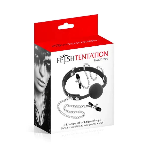 Ball Gag en Silicone & Pinces à Seins - Bâillon Boule | FetishTentation FetishTentation Sensations plus