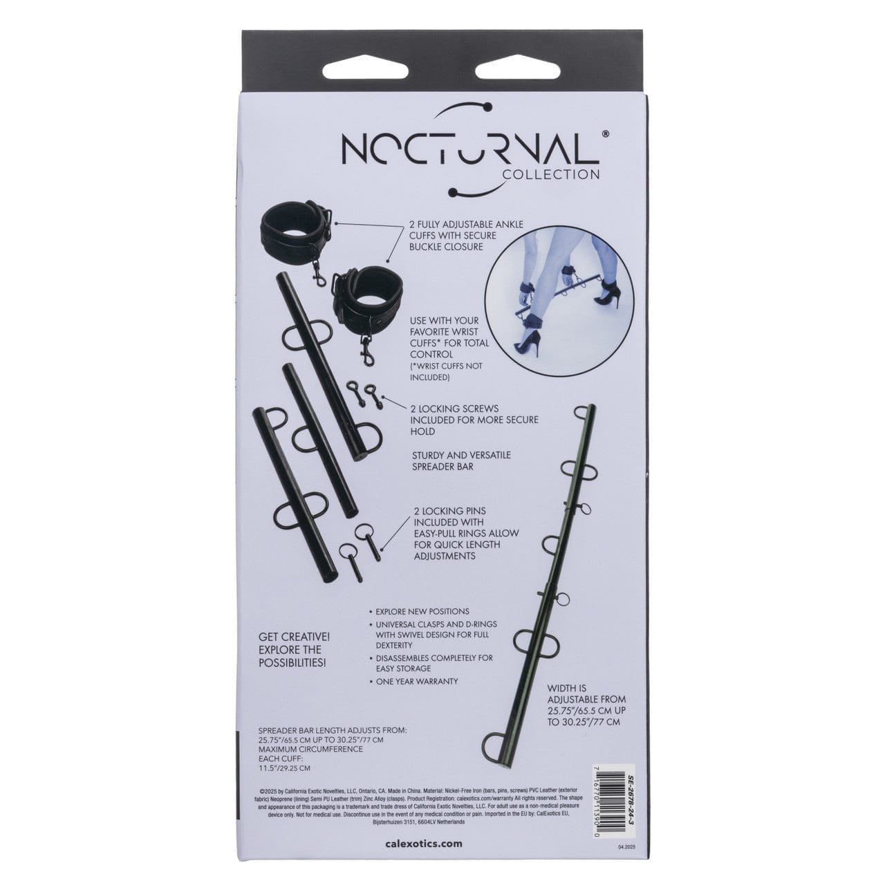 Barre d'Écartement & Menottes - Nocturnal Collection | Ajustable & Positions Audacieuses Calexotics Sensations plus