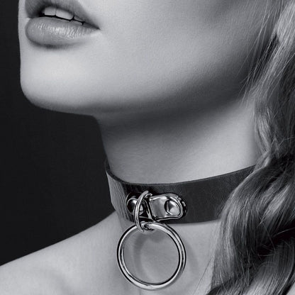 Bijoux Pour Toi – Collier Ras de Cou Fetish | Noir en Similicuir Ajustable & Anneau Bijoux pour toi Sensations plus
