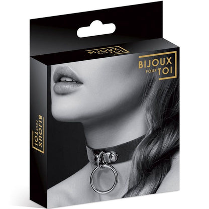 Bijoux Pour Toi – Collier Ras de Cou Fetish | Noir en Similicuir Ajustable & Anneau Bijoux pour toi Sensations plus