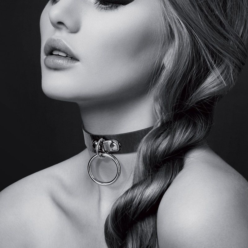 Bijoux Pour Toi – Collier Ras de Cou Fetish | Noir en Similicuir Ajustable & Anneau Bijoux pour toi Sensations plus