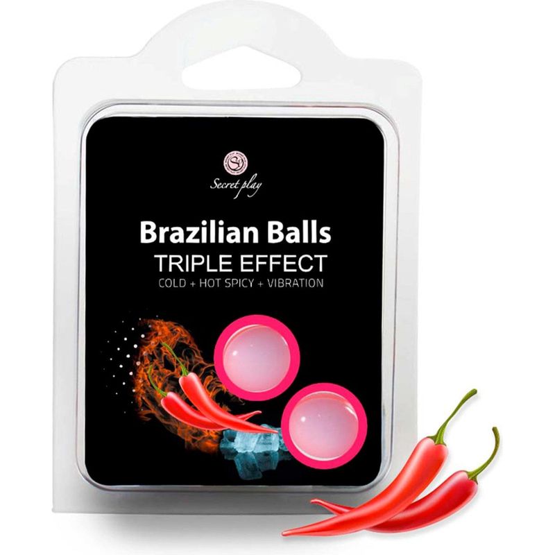 Boules de Massage Lubrifiante - Brazilian Balls Triple Effets | Chaud, Froid & Vibration Secret Play Sensations plus