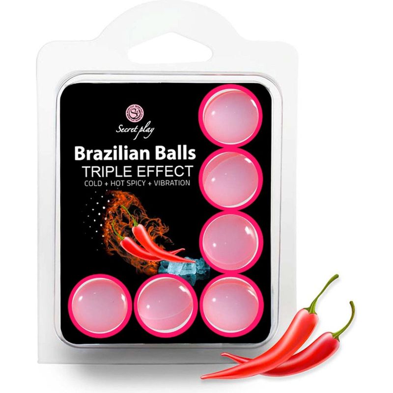 Boules de Massage Lubrifiante - Brazilian Balls Triple Effets | Chaud, Froid & Vibration Secret Play Sensations plus
