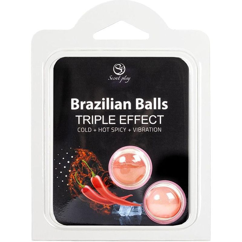 Boules de Massage Lubrifiante - Brazilian Balls Triple Effets | Chaud, Froid & Vibration Secret Play Sensations plus