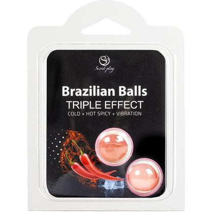 Boules de Massage Lubrifiante - Brazilian Balls Triple Effets | Chaud, Froid & Vibration Secret Play Sensations plus