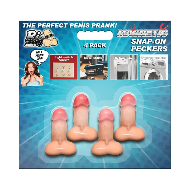 Cadeau Humoristique Adulte - Magnetic Snap-On Peckers | 4 Mini Pénis XR Brands Sensations plus
