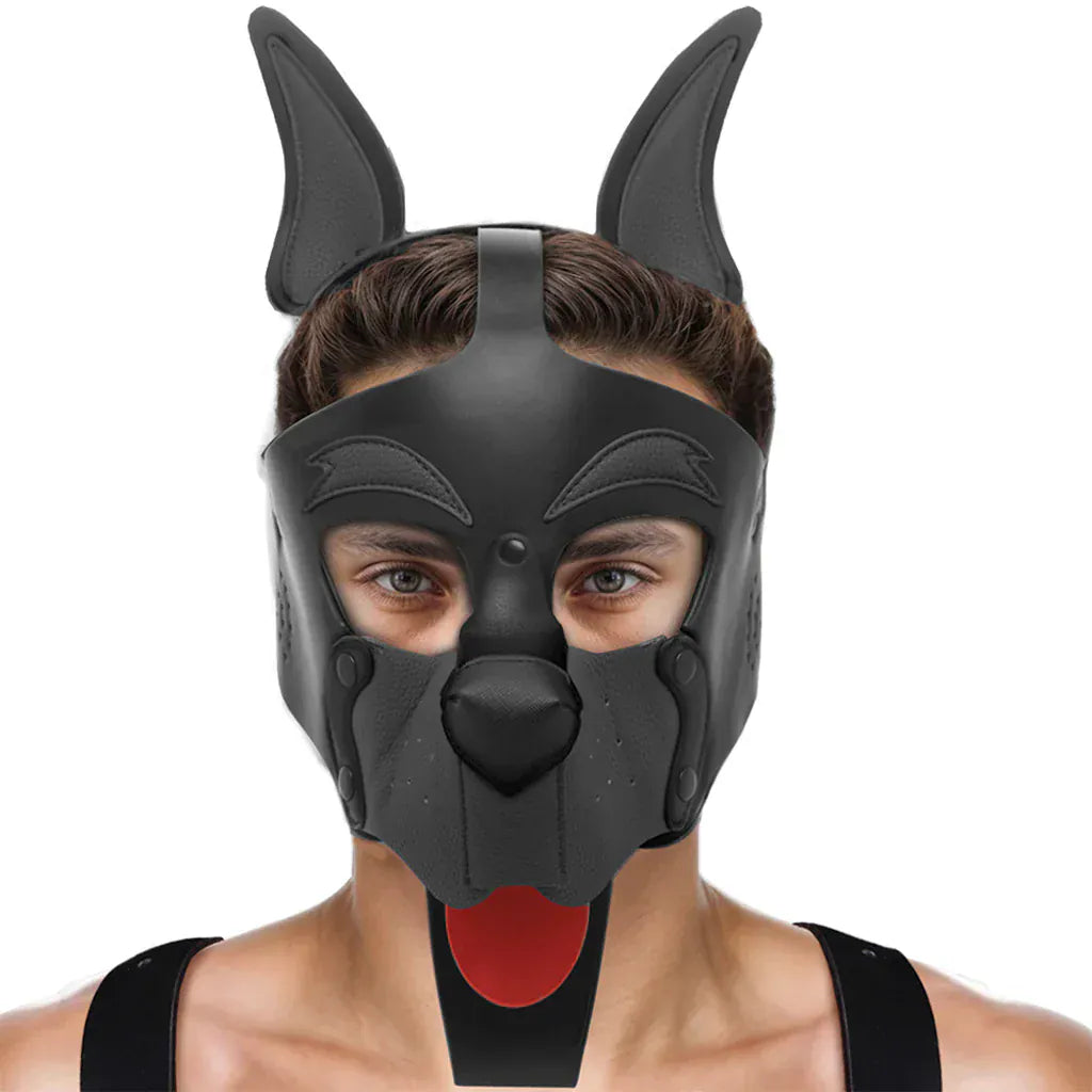 Capuche Pup Play - Alpha Dog Pup Hood | Cuir Vegan pour Jeux BDSM & Pet Play Master Series Sensations plus