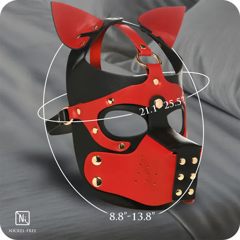 Capuche Pup Play avec Museau - Hound Hood | Cuir Végan Ajustables pour Roleplay & BDSM Master Series Sensations plus