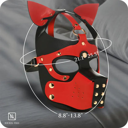 Capuche Pup Play avec Museau - Hound Hood | Cuir Végan Ajustables pour Roleplay & BDSM Master Series Sensations plus