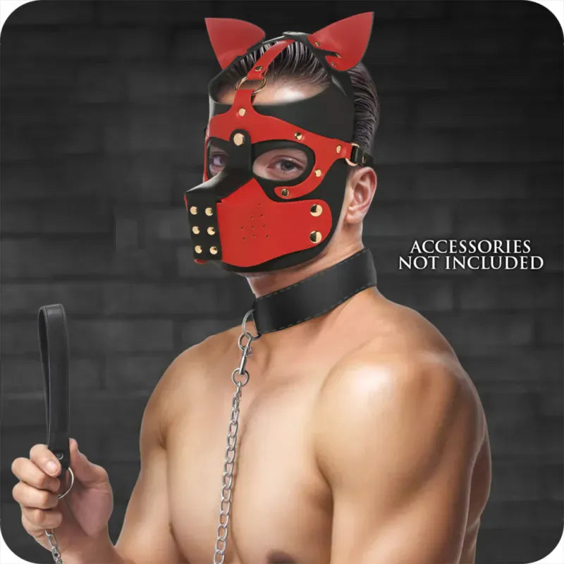 Capuche Pup Play avec Museau - Hound Hood | Cuir Végan Ajustables pour Roleplay & BDSM Master Series Sensations plus