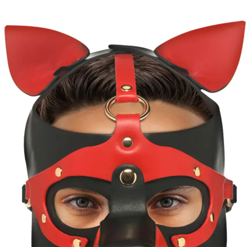 Capuche Pup Play avec Museau - Hound Hood | Cuir Végan Ajustables pour Roleplay & BDSM Master Series Sensations plus