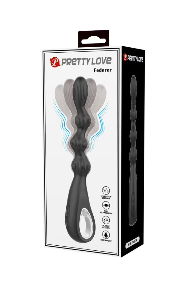 Boules Anales Vibrant - Pretty Love Federer | 12 Modes, Étanche & Flexible pour Plaisir Anal Pretty Love Sensations plus
