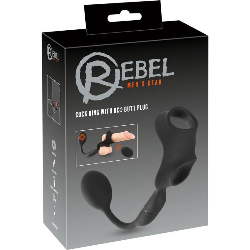 Cockring Et Plug Anal  - Rebel - Cock Ring with RC Butt Plug Rebel Sensations plus