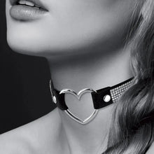 Collier Ras de Cou Fetish - Bijoux Pour Toi | Choker Noir, Cœur & Strass Argenté Bijoux pour toi Sensations plus